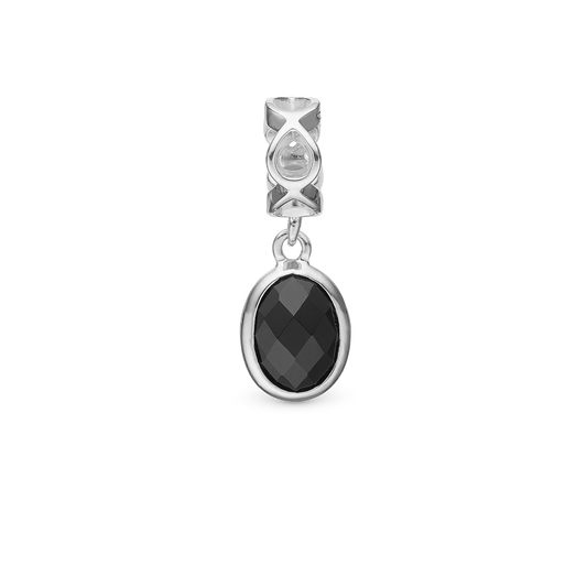 Moving Onyx - Drop Earring Charm 4 mm for Bracelet - Sterling Silver with 1 Onyx