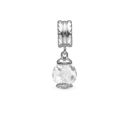 Big Moving Crystal - Drop Earring Charm 4 mm for Bracelet - Sterling Silver with 1 Krystalkvarts