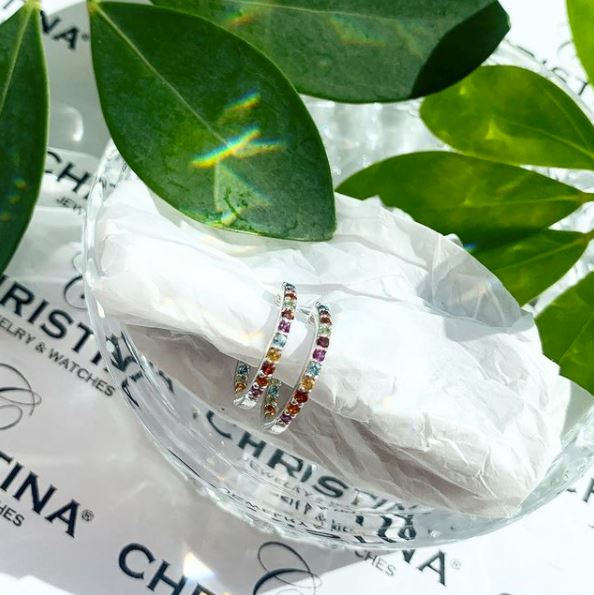 World Goals Hoops - Polished Sterling Silver with 17 Multi color