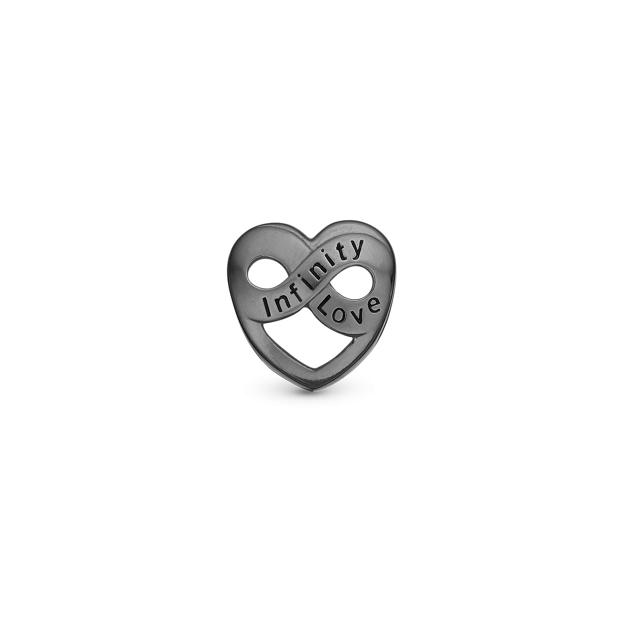 Infinity Love Charm 6 mm for Classic Leather Bracelet - Polished Ruthenium Plated