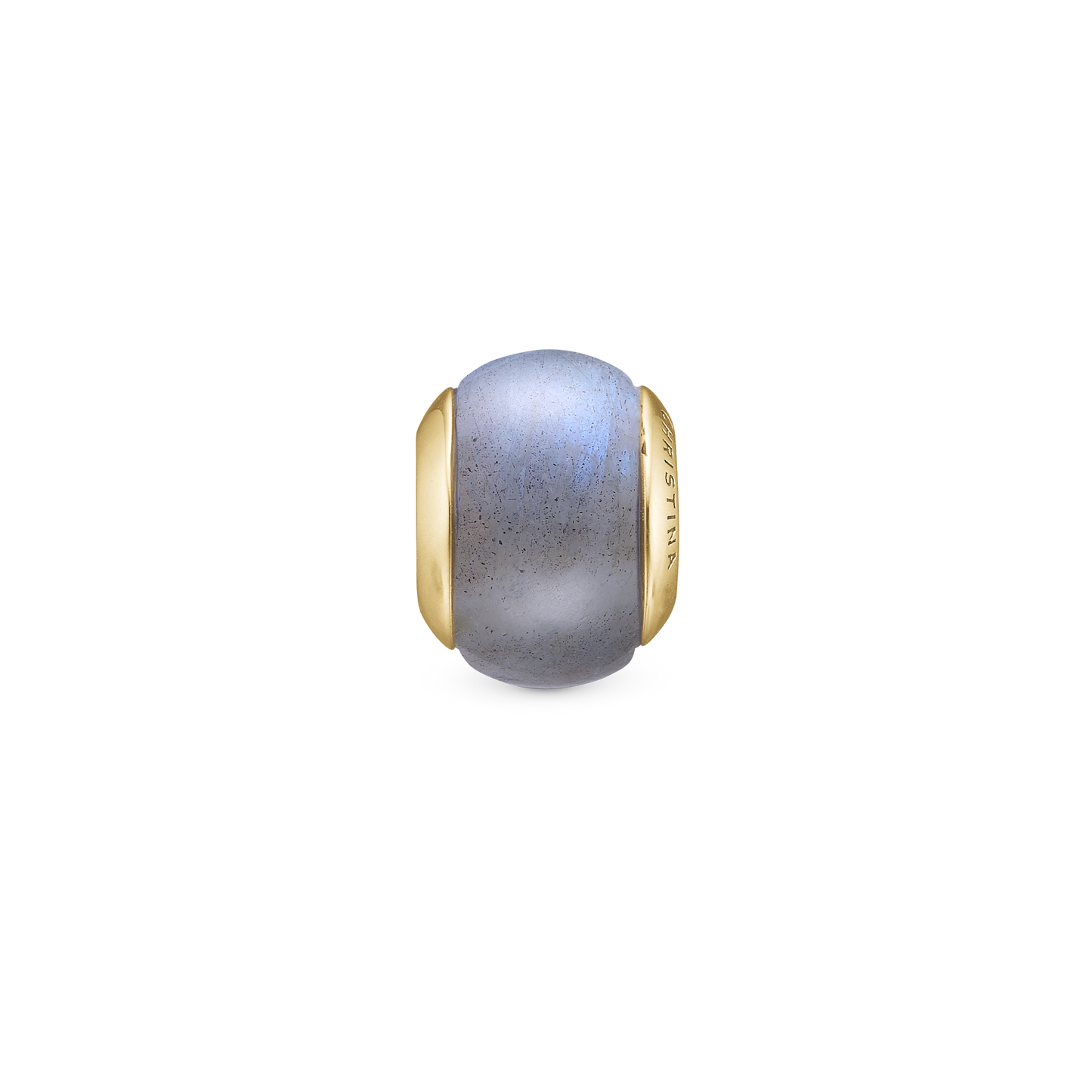Labradorite Magic Charm 6 mm for Classic Leather Bracelet - Gold Plated Sterling Silver with 1 Labradorit