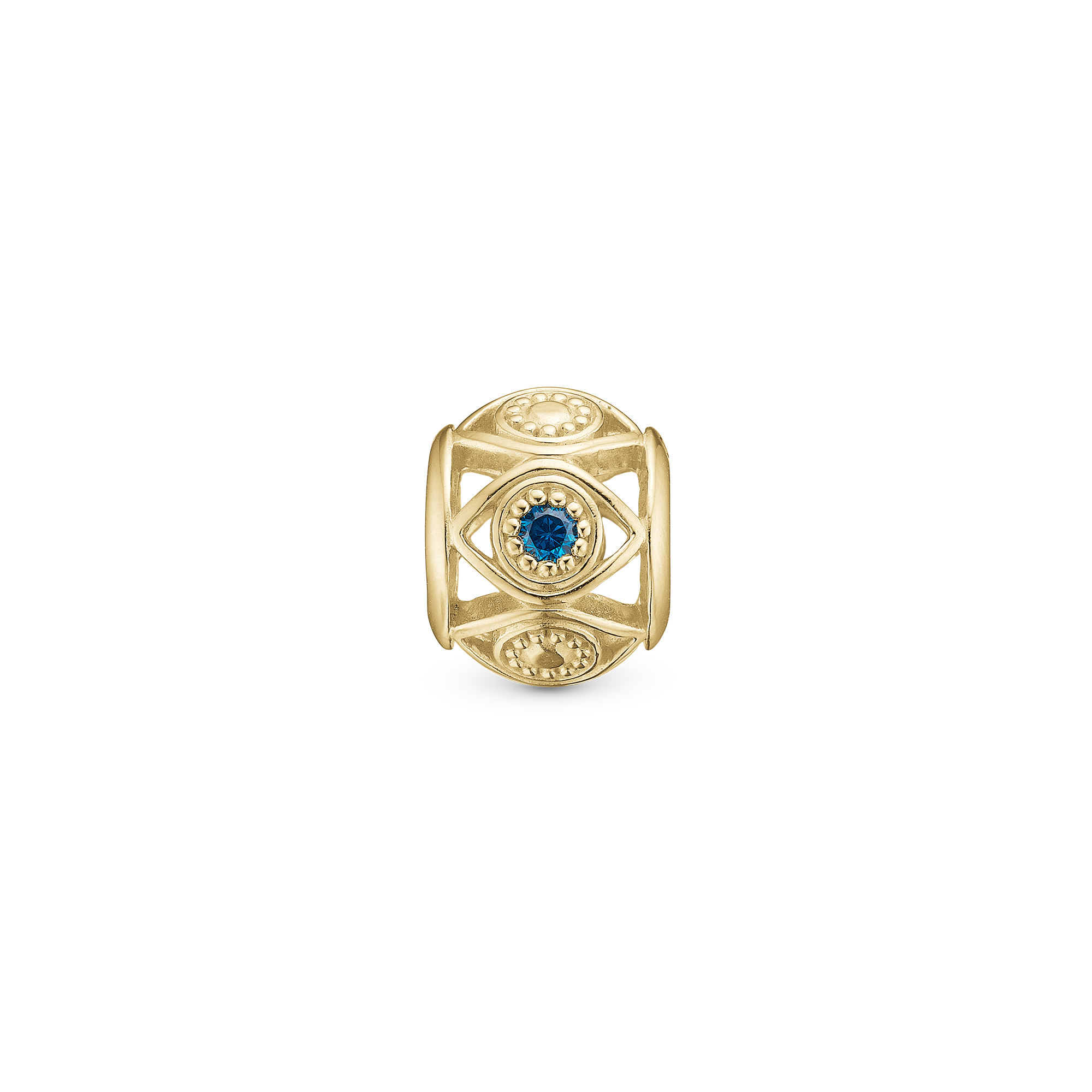 Magic Eye Charm 6 mm for Classic Leather Bracelet - Polished Gold Plated Sterling Silver with 1 Cubic Zirkonia