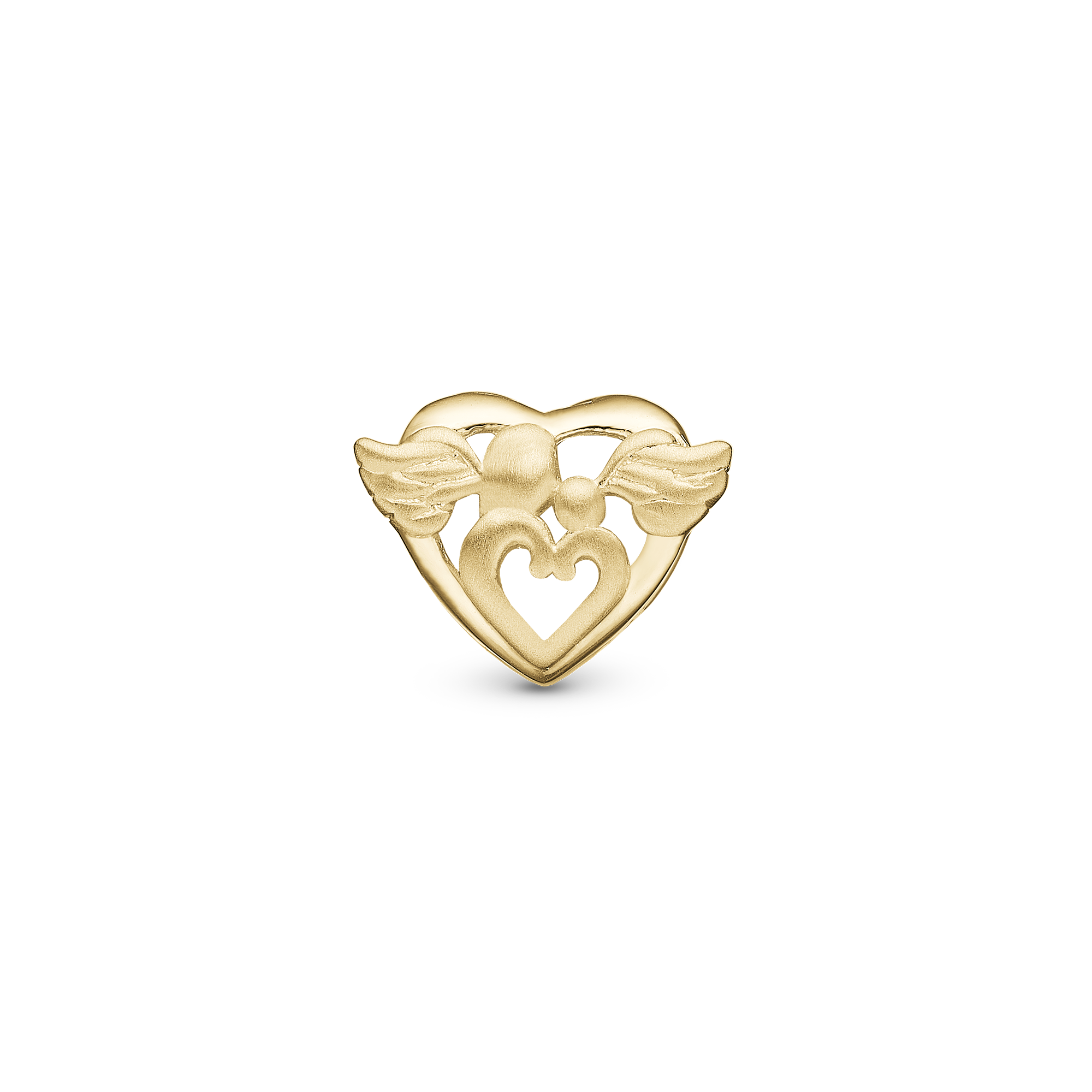 Guardian Angel Charm 6 mm for Classic Leather Bracelet - Satin Gold Plated Sterling Silver