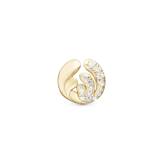 Ocean Splash Charm 6 mm for Classic Leather Bracelet - Gold Plated Sterling Silver with 15 white Cubic Zirkonia