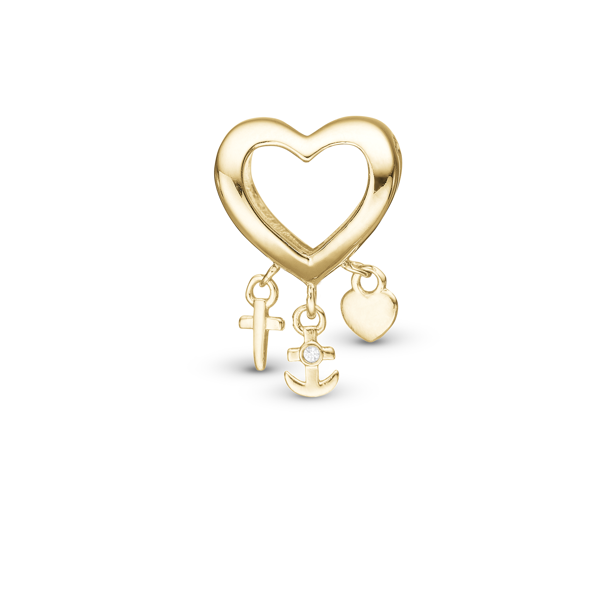 My Faith, Hope & Love Charm 6 mm for Classic Leather Bracelet - Gold Plated Sterling Silver