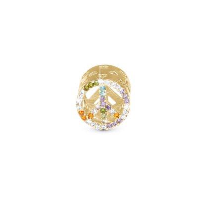 Sparkling Love Charm 6 mm for Classic Leather Bracelet – Polished Gold-Plated Sterling Silver with Cubic Zirconia