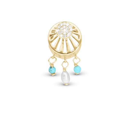 Ocean sunset Charm 6 mm for Classic Leather Bracelet - Matte Gold Plated Sterling Silver