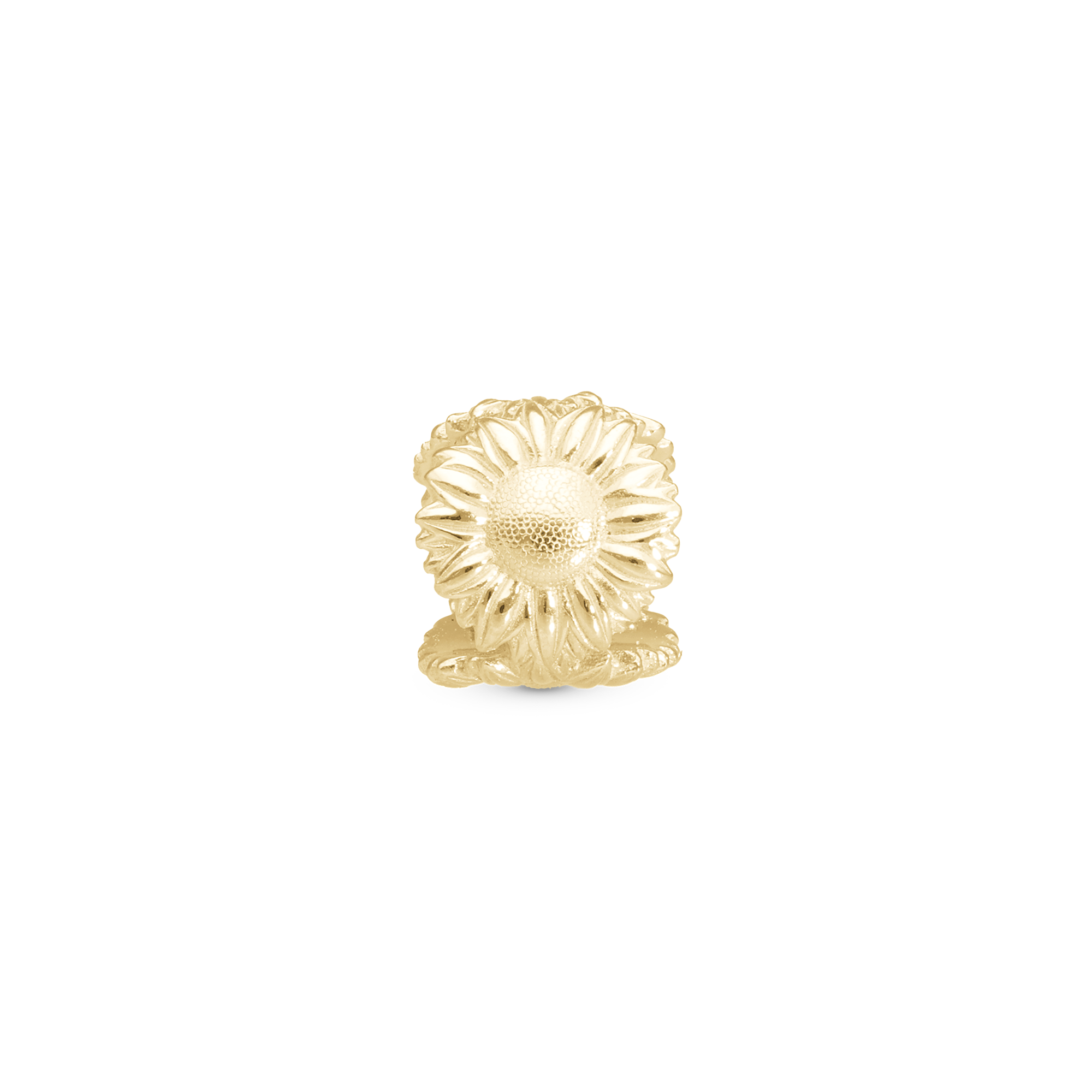 Sunflower Charm 6 mm for Classic Leather Bracelet - Polished Gold Plated Sterling Silver