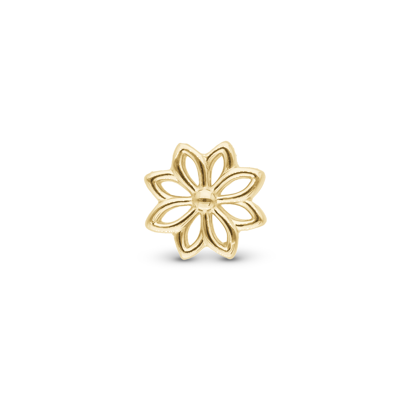 Simple Flower Charm 6 mm for Classic Leather Bracelet - Polished Gold Plated Sterling Silver