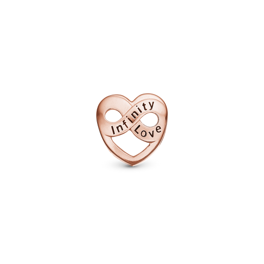 Infinity Love Charm 6 mm for Classic Leather Bracelet - Polished Rose Gold Plated