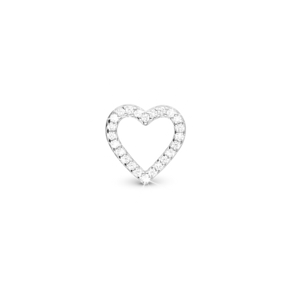 Sparkling Love Charm 6 mm for Classic Leather Bracelet – Polished Sterling Silver with Cubic Zirconia