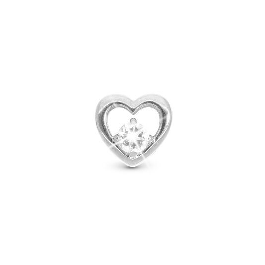 Eternity Love Heart Charm 6 mm for Classic Leather Bracelet – Polished Sterling Silver with 16 White Cubic Zirconia