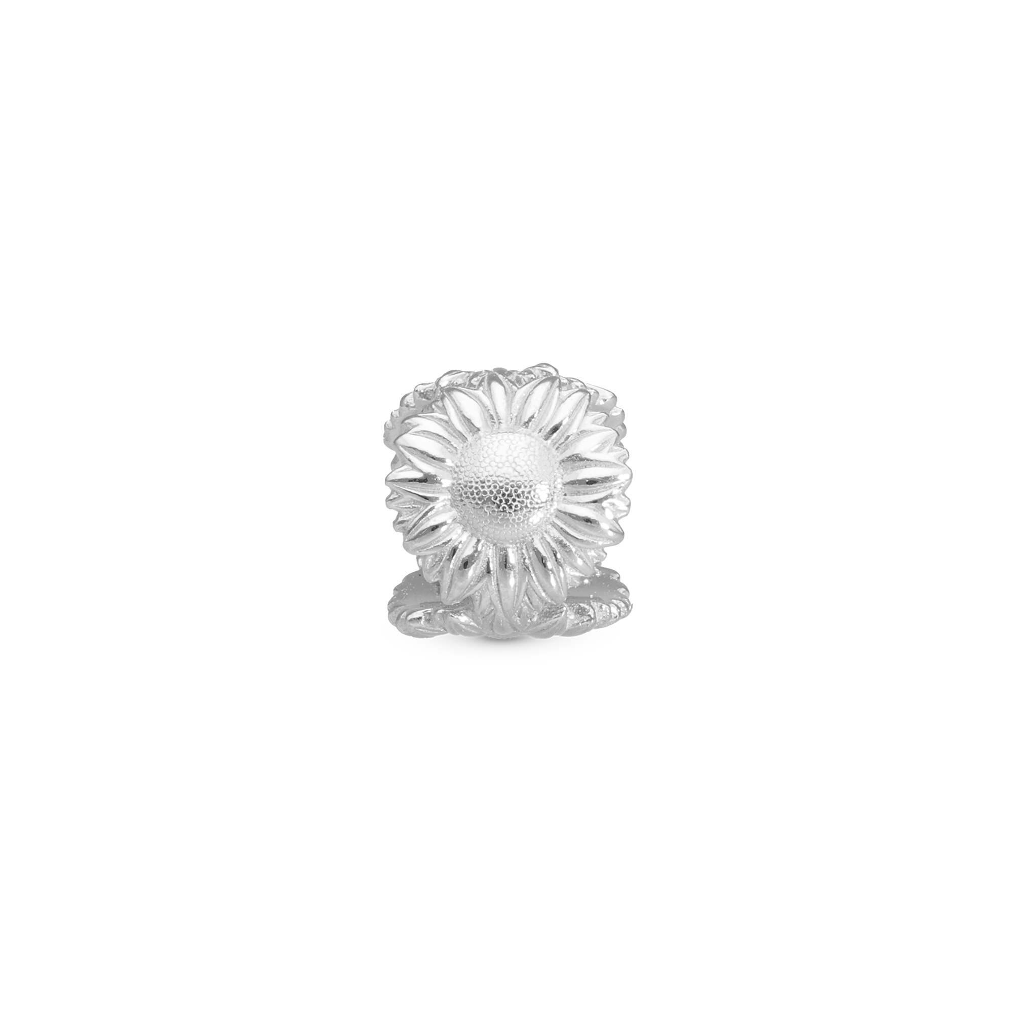 Sunflower Charm 6 mm for Classic Leather Bracelet - Polished Sterling Silver