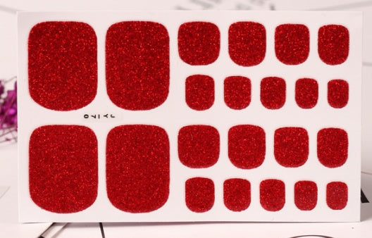 22 Nagelsticker, einfarbig grün, Zwiebelpuder, Fußsticker