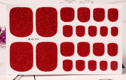 22 Nagelsticker, einfarbig grün, Zwiebelpuder, Fußsticker