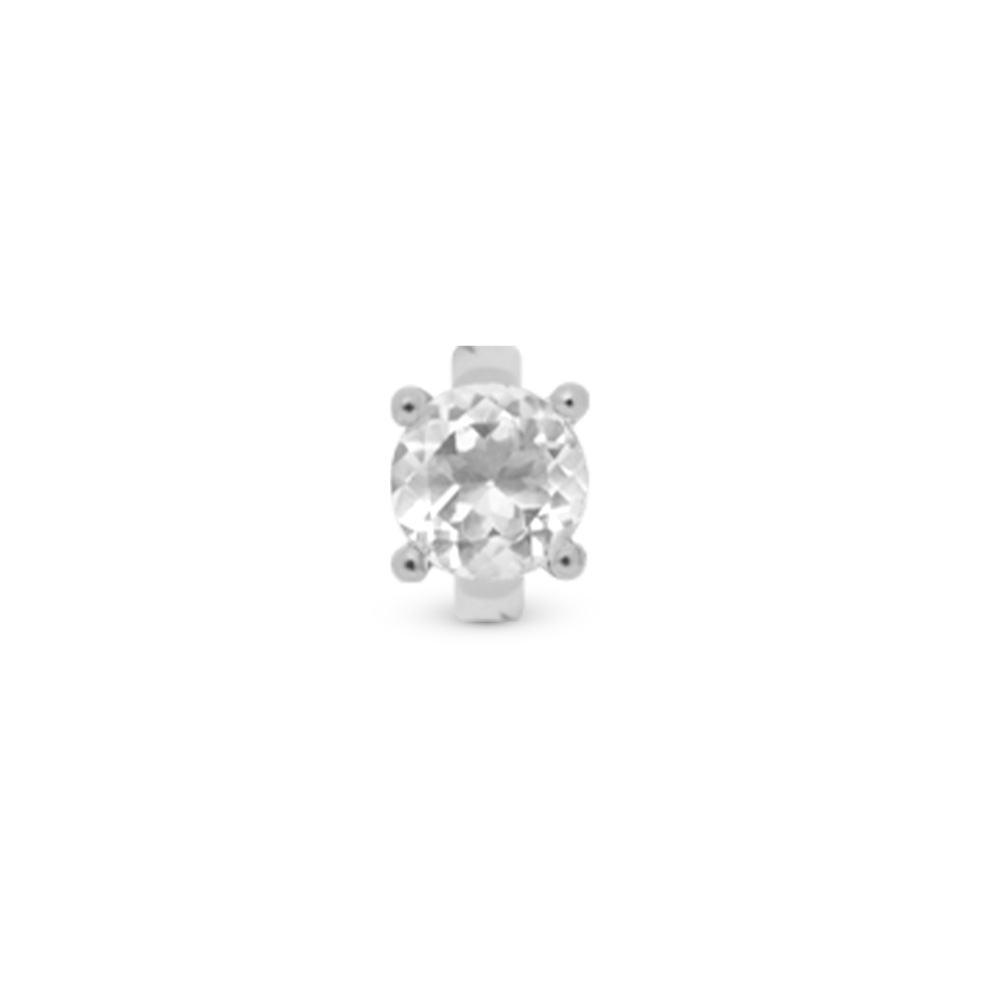 Crystal Quartz Round Charm 6 mm for Classic Leather Bracelet - Sterling Silver with 1 Krystalkvarts