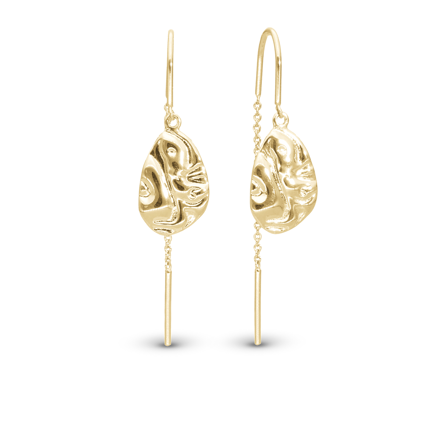 Wavy Dangle Earring - Polished Gold Plated Sterling Silver