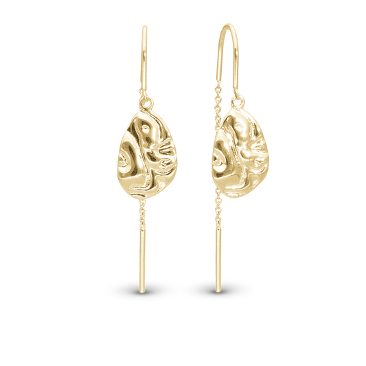 Wavy Dangle Earring - Polished Gold Plated Sterling Silver