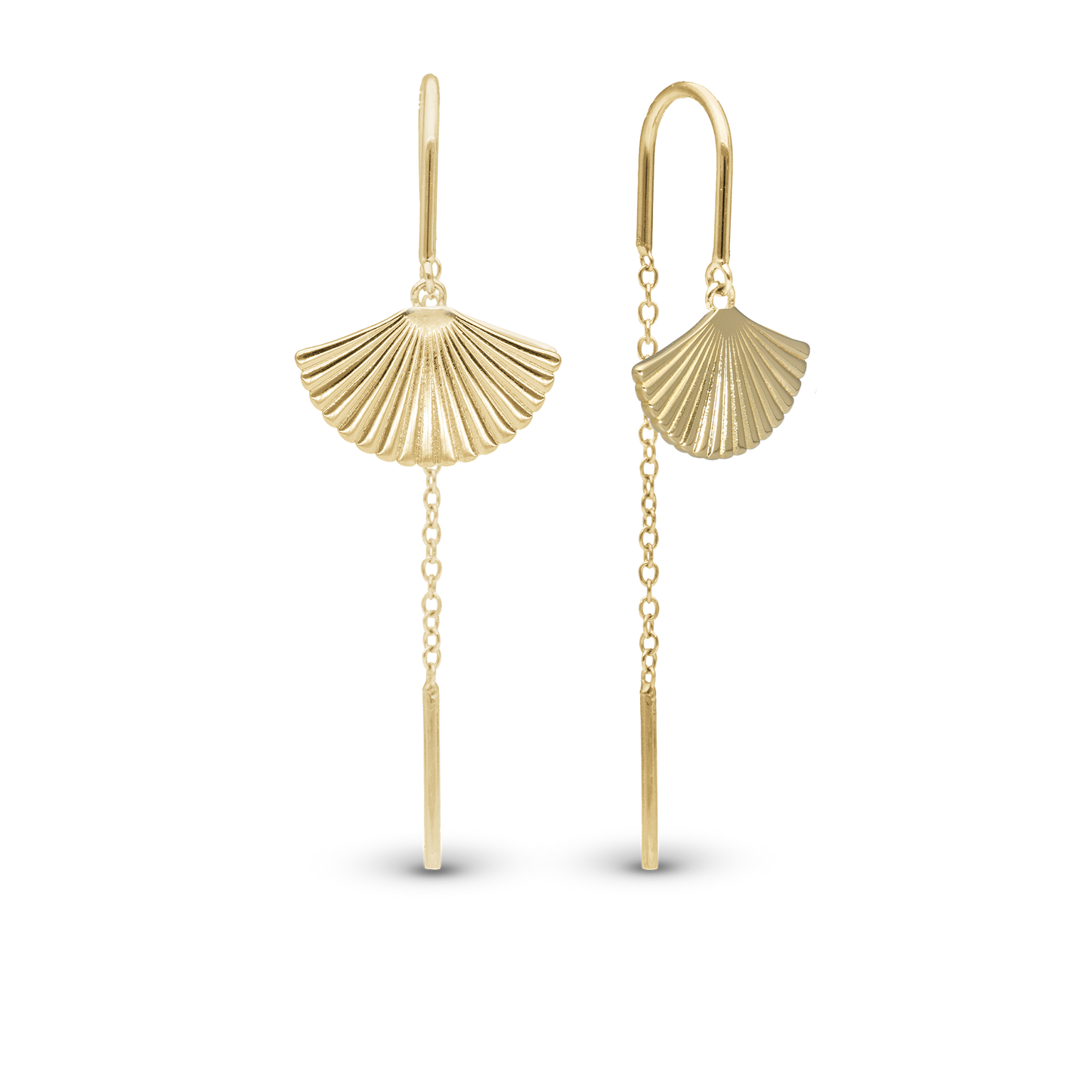 Fan Dangle Earring - Polished Gold Plated Sterling Silver