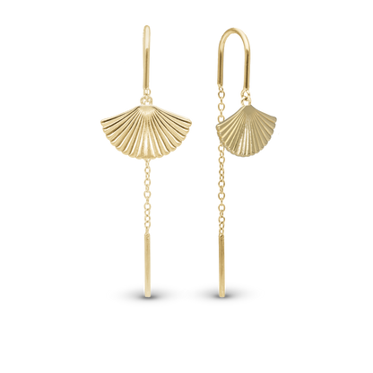 Fan Dangle Earring - Polished Gold Plated Sterling Silver