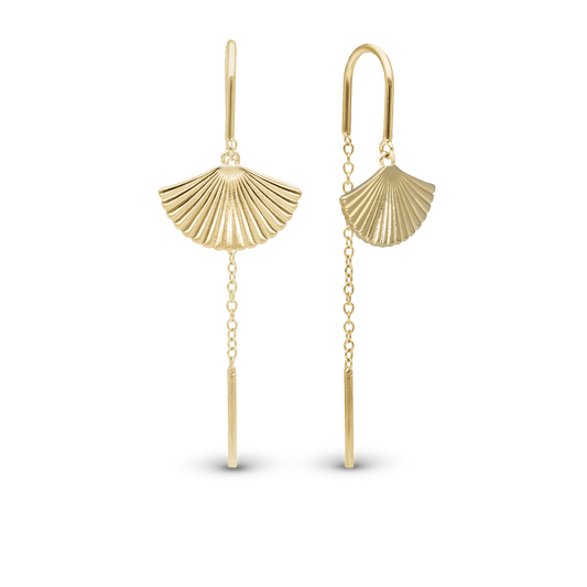 Fan Dangle Earring - Polished Gold Plated Sterling Silver