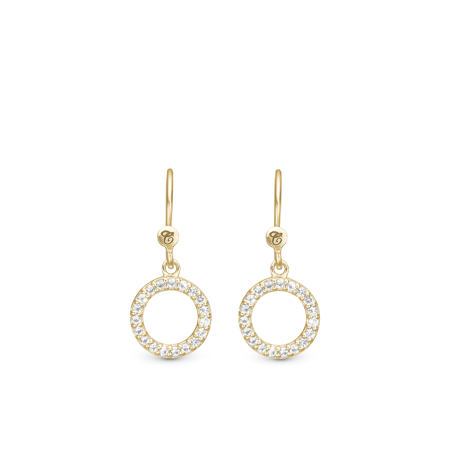 Hanging Topaz Circle ØreDrop Earringe - CHRISTINA