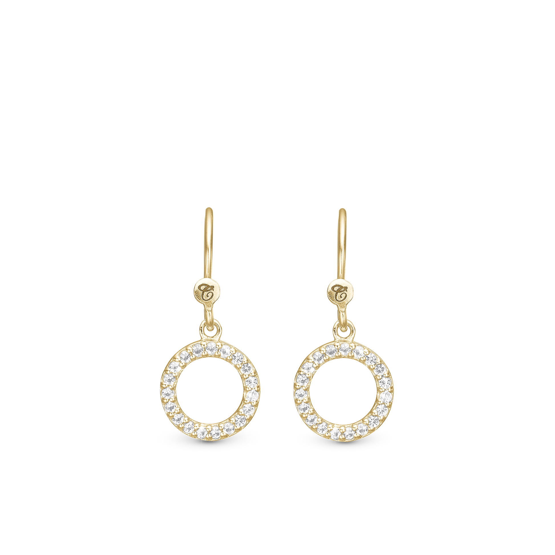 Hanging Topaz Circle ØreDrop Earringe - CHRISTINA