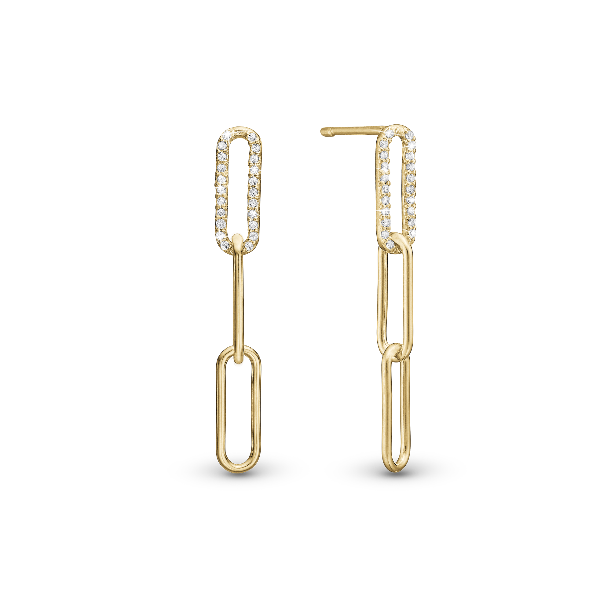 Spirit Dangle Earring - Polished Gold Plated Sterling Silver with 44 white Cubic Zirkonia