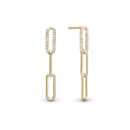 Spirit Dangle Earring - Polished Gold Plated Sterling Silver with 44 white Cubic Zirkonia