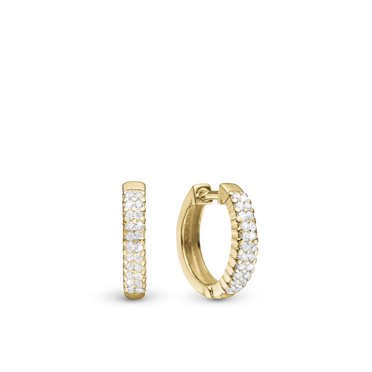 Charmed Hoops - Polished Gold Plated Sterling Silver with 44 white Cubic Zirkonia