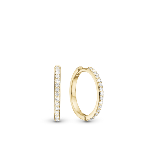 Twinkle Hoops - Polished Gold Plated Sterling Silver with 24 white Cubic Zirkonia