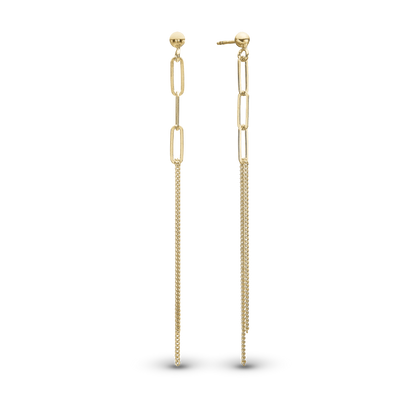 Joined Dangle Earring - Polished Gold Plated Sterling Silver