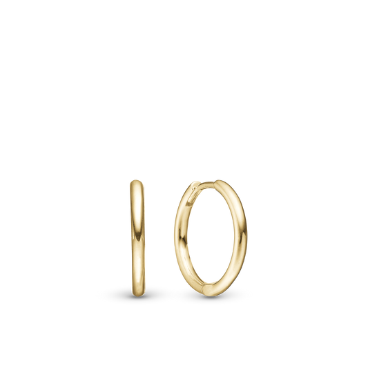 Shiny Hoops 13mm - Polished Gold Plated Sterling Silver