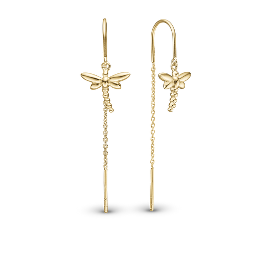 Dragonfly Dangle Earring - Gold Plated Sterling Silver