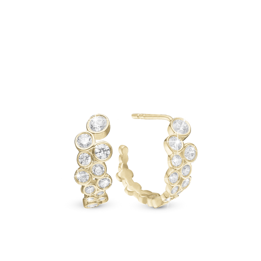 Bubbles Hoops - Gold Plated Sterling Silver with 30 white Cubic Zirkonia