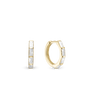 White Baguette Hoops - Gold Plated Sterling Silver with 8 white Cubic Zirkonia