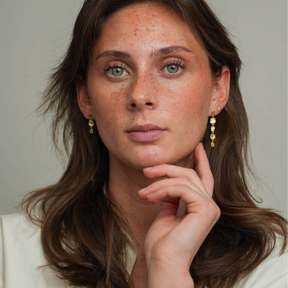 Antique Dangle Earring - Matte Gold Plated Sterling Silver