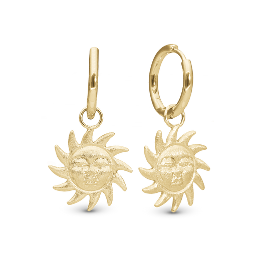 Glowing Sun Hoops - Polished/Matte Gold Plated Sterling Silver