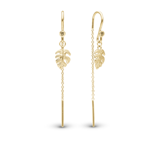 Long Rainforest Dangle Earring - Polished Gold Plated Sterling Silver