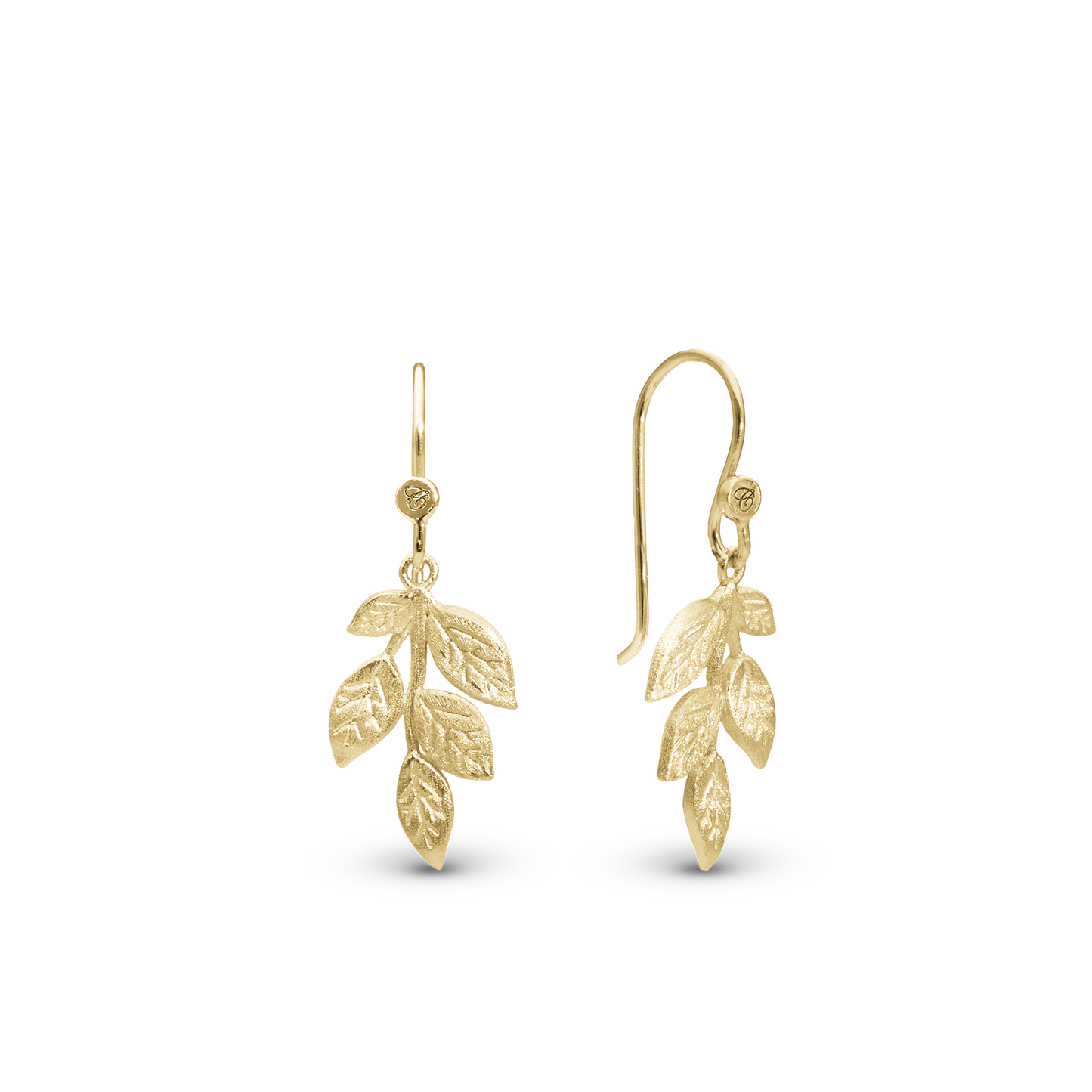 Leaf Beauty Dangle Earring - Brushed Gold Plated Sterling Silver