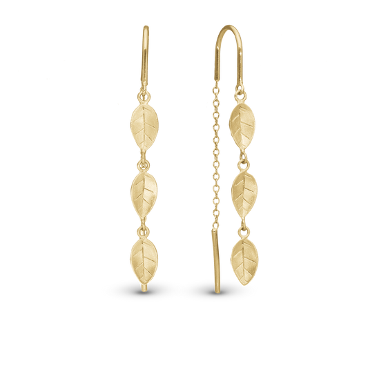 Leafs Dangle Earring - Brushed Gold Plated Sterling Silver