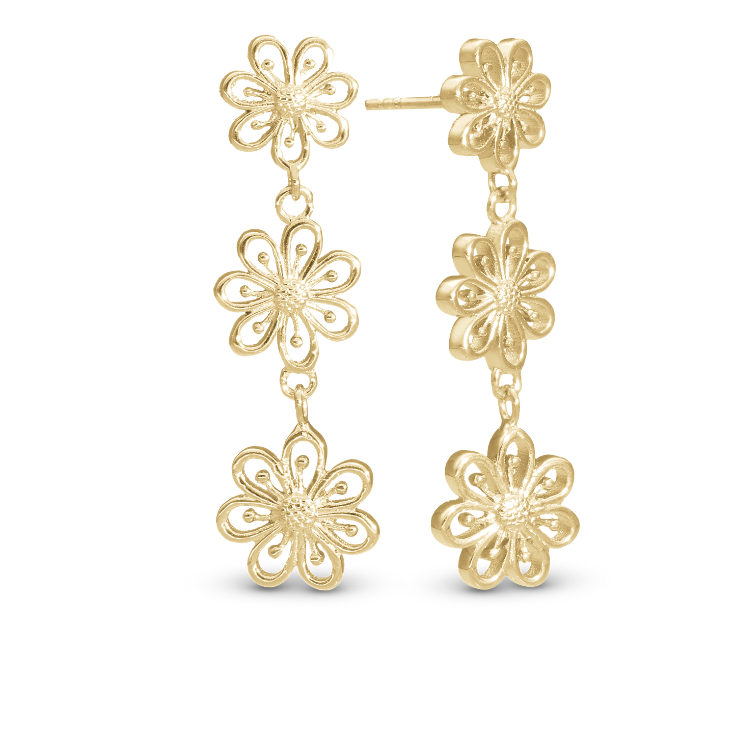 Flower Heaven Dangle Earring - Polished Gold Plated Sterling Silver