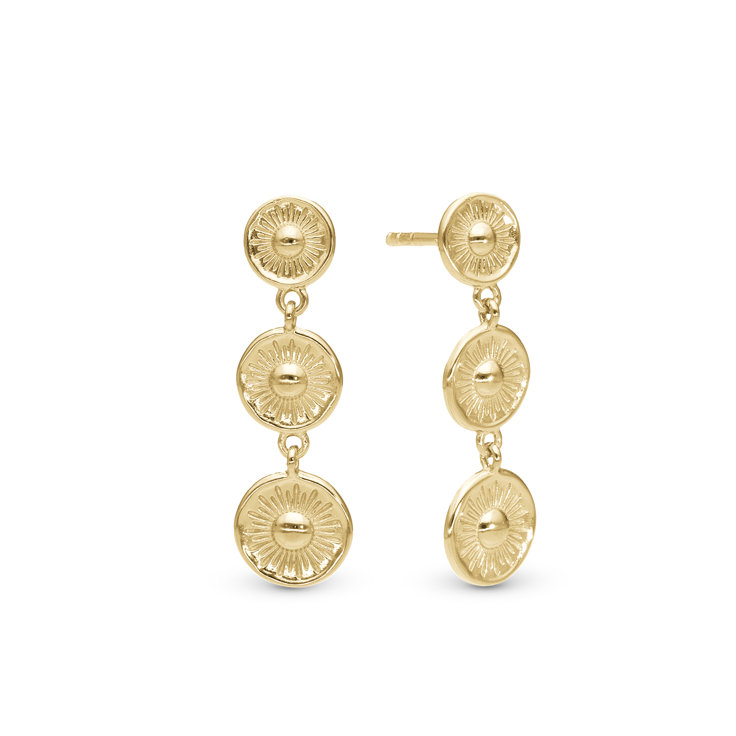 Magic Sun Dangle Earring - Polished Gold Plated Sterling Silver