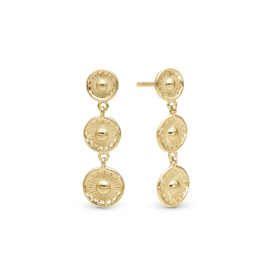 Magic Sun Dangle Earring - Polished Gold Plated Sterling Silver