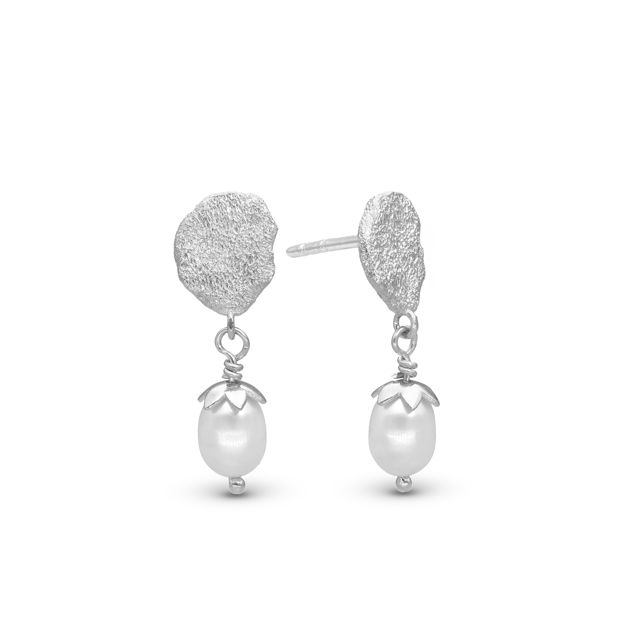 Sparkling Life Dangle Earring - Sparkling Sterling Silver with 6 white Freshwater Pearls