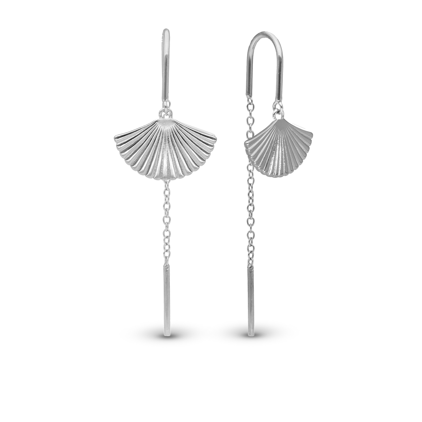 Fan Dangle Earring - Polished Sterling Silver