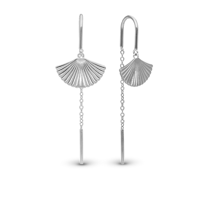 Fan Dangle Earring - Polished Sterling Silver