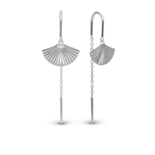 Fan Dangle Earring - Polished Sterling Silver