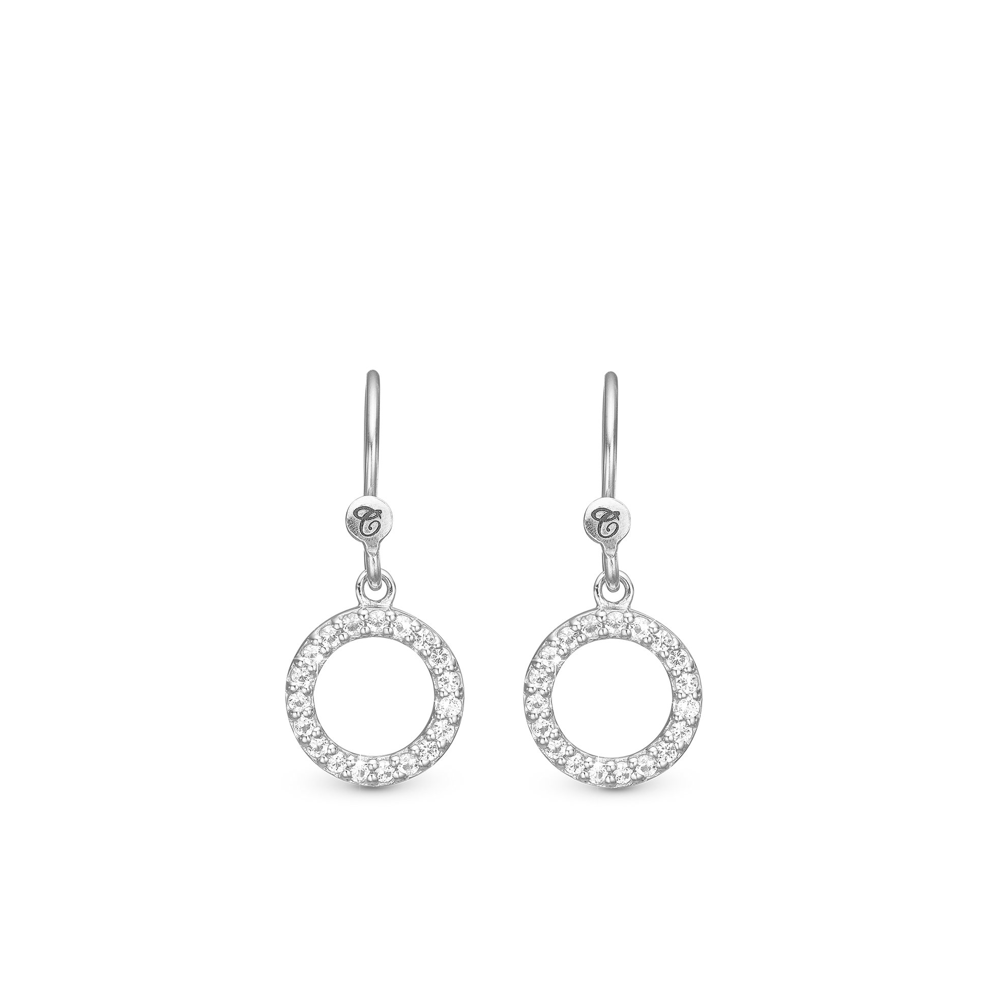 Hanging Topaz Circle ØreDrop Earringe - CHRISTINA