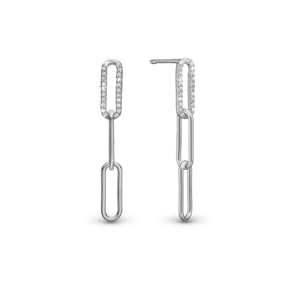 Spirit Dangle Earring - Polished Sterling Silver with 44 white Cubic Zirkonia